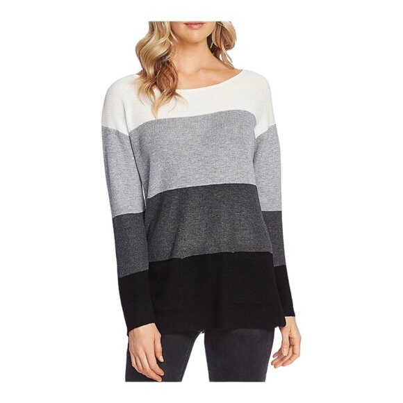 Vince Camuto Women Waffle Stitch Tunic Sweater~Size XXL~Black Stripe~ L1 05 - Picture 2 of 10